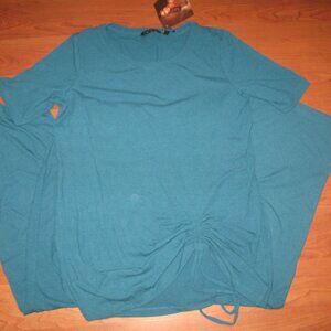 IMAN GLOBAL CHIC 2PC Peacock Blue Pants Outfit Top PS Comfort